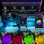 ATOTO Car LED Lights, Smart Interior Lights with App Control, 160 LEDs RGB Inside Car Lights with DIY 21 Music Modes 16 Million Color Switching-Independent Control of Front and Rear, CI-FLT01