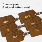 Personalized Monogrammed Leather Luggage Tags - 2 Pack