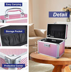 Adazzo Medicine Lock Box with 3-Digit Combination Lock – Pink Lockable Storage Box for Medication, Small Lock Box for Valuabl