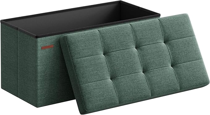 SONGMICS Mazie Collection - 30 Inches Folding Storage Ottoman Bench, Ottoman Foot Rest, End of Bed Bench, Storage Chest, Load