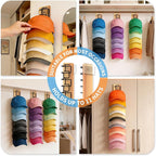 2 Pack Hat Organizer for Baseball Caps, Wood & Metal Hat Rack for Wall, Hat Storage for 22 Caps with Strong Adhesive/Wall Dri