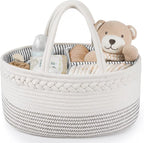 Maliton Baby Diaper Caddy Organizer, Cotton Rope Diaper Caddy Basket, Large Storage Basket for Newborn Boys and Girls, Gift f