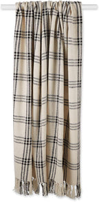 DII Modern Farmhouse Plaid Collection Cotton Fringe Throw Blanket, 50x60, White/Black