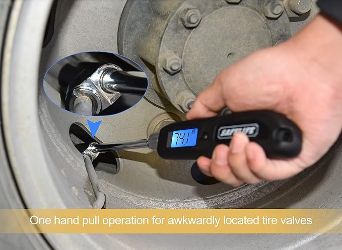 SAFELIFE Digital Tire Pressure Gauge, Heavy Duty Dual Head Stainless Steel Made Swivel Air Chuck Tire Pressure for Truck RV with Backlit LCD and Flashlight-230 PSI