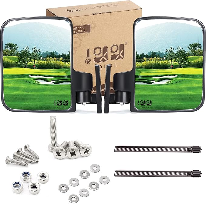 10L0L Golf Cart Mirror, Extra Large Side Rear View Universal for Yamaha, Club Car, EZGO, Folding Adjustable 180 Degree
