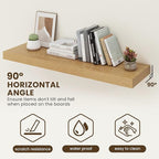 48 Inch Floating Shelves | 12 Inch Deep Oak Floating Shelves Set of 2 | 48" W x 12" D Oak Wall Shelves for Bathroom Living Ro