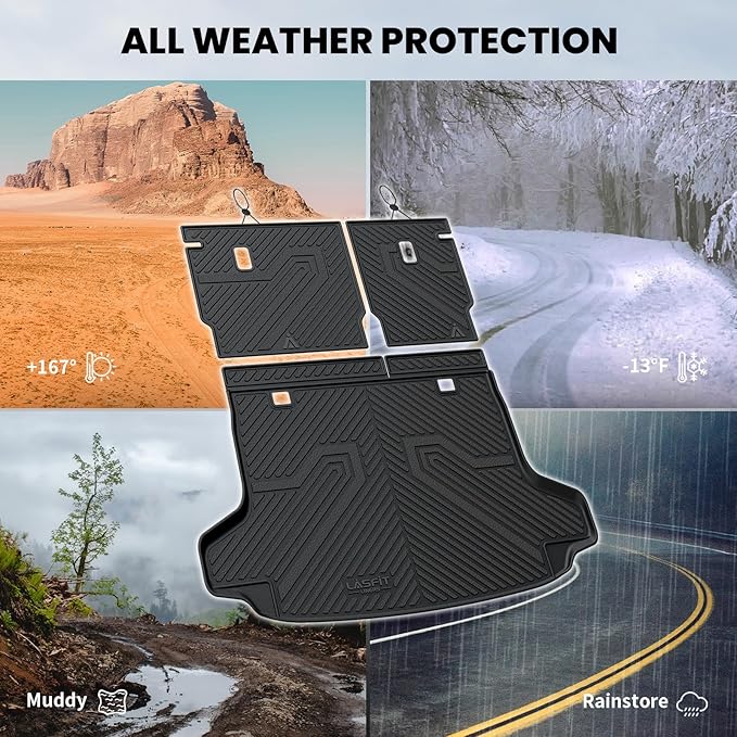 LASFIT Cargo Mat with Backrest Mat for Honda HRV 2023-2026 & for Acura ADX 2025-2026, All Weather TPE Custom Fit Trunk Mat Cargo Liner with Seatback Mat Accessories, Black