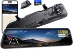 Pelsee S12 Pro Mirror Dash Cam with STARVIS 2 Sensor, Rear View Mirror Camera 5.8GHz WiFi, 4K Front and 1080P Rear Backup Cam