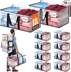 BlissTotes 10-Pack Large Moving Bags with Backpack Straps & Strong Zippers, Heavy-Duty Storage Bags Moving Boxes for Space Sa