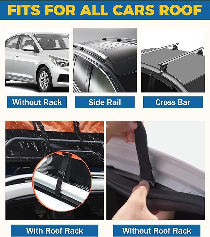 15 Cubic Feet Roof Rack, Rooftop Cargo Carrier, Soft-Shell Carriers with Anti-Slip Mat for All Cars with/Without Rack