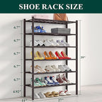 Smiry Shoe Rack, 6 Tier Bamboo Shoe Organizer, Stackable Free Standing Wooden Shoe Storage Shelf for Closet, Entryway, Front 