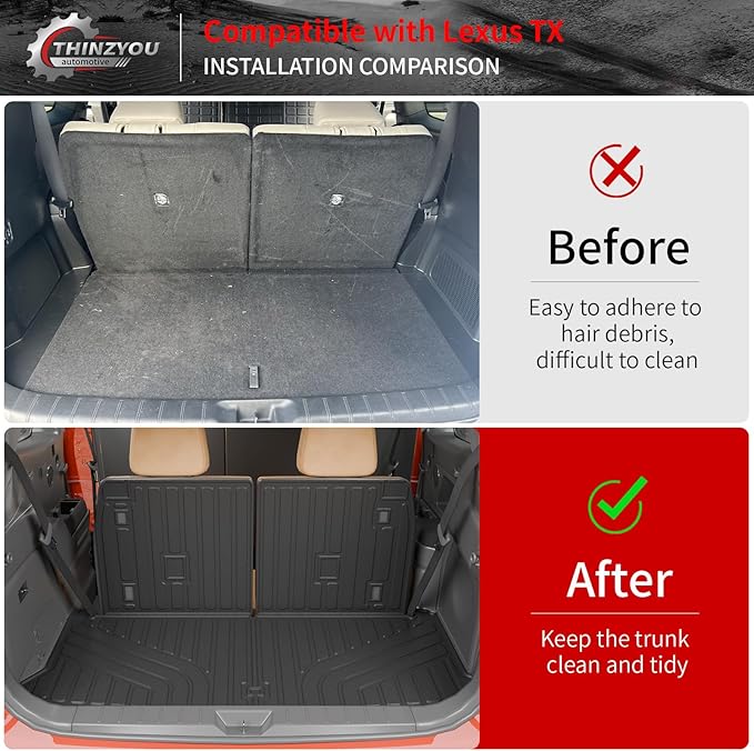 Floor Mats Compatible with 2024 2025 2026 Lexus TX350 TX500h TX550h+ 6&7 Seats Cargo Mat Trunk Liner Back Seat Cover All Weather TX Accessories (Floor Mats+Trunk Mat with Backrest Mat)