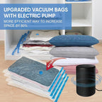 Vacuum Storage Bags with Electric Pump, Space Saver Vacuum Seal Bags with Pump, Sealer Compression for Clothes, Comforters, B