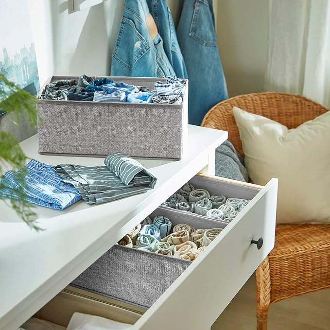 12 Pack Drawer Organizers for Clothing, Foldable Clothes Storage Box Closet Dresser Drawer Organizers Dividers, Bedroom Organ