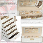 AKOZLIN Large 6-Tier Jewelry Box Lockable Leather Jewelry Storage Case with 5 Drawers for Women Girls Ring Necklace Earring B