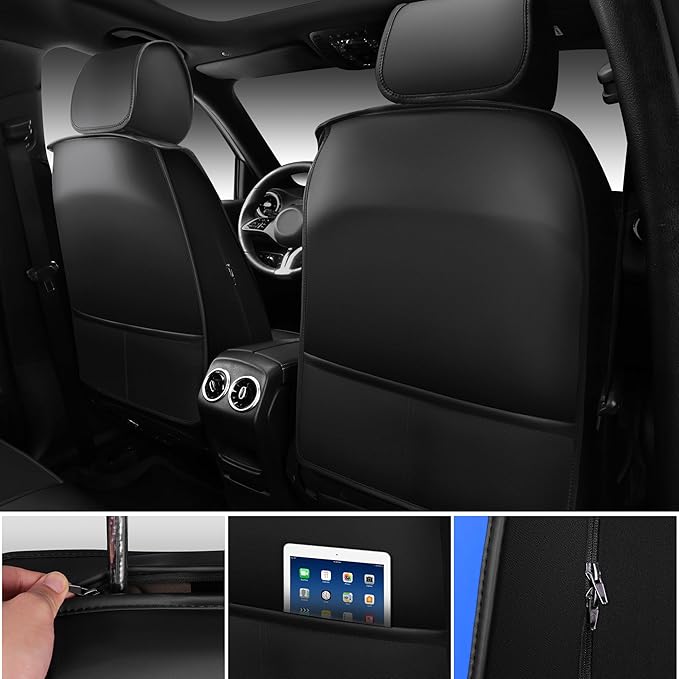 CAR PASS Nappa Leather Car Seat Covers Full Set, Luxury Seat Protector for Cars, Waterproof Anti-Slip Seat Cushion Armrest Co