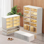 CIMLORD 6-Tier Foldable Shoe Rack Organizer for Closet 24Pairs Plastic Shoe Shelf Collapsible Shoes Storage Box Clear Shoe Bo
