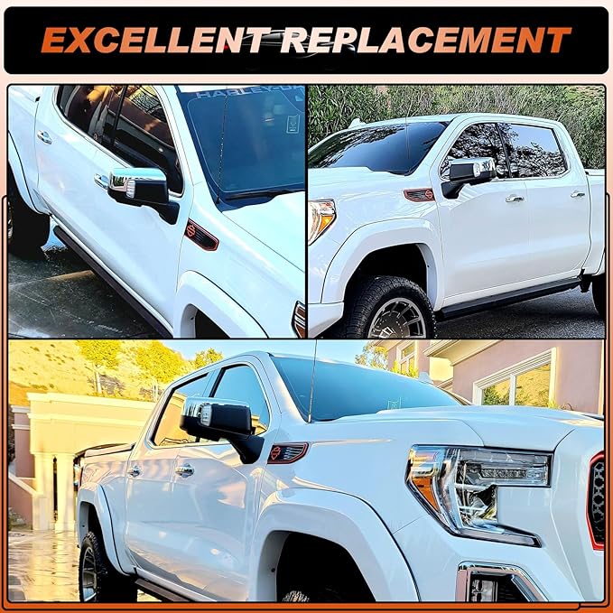 ACLONG Chrome Mirror Cap Cover Trim Left Driver Side & Right Passenger Side Rearview Side Mirror Covers Fit for Chevy Silverado 1500 GMC Sierra 1500 2019 2020 2021 2022 2023 2024 2025-1 Pair