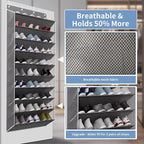 TAHAVICE 30 Pairs Over The Door Shoe Organizer, 10-Tier Hanging Shoe Rack with Deep Pocket for Closet, Extra Large Shoe Stora