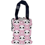 Lovely Panda Car Garbage Bag,Hearts Waterproof Small Car Trash Bag Hanging Back of Seat,Drawstring Hanging Car Trash Bag with Adjustable Buckle for Car Accessories