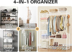 Wardrobe Closet,Portable Clothes Rack with 4 Tiers Shelves,Freestanding Closet Organizers and Storage System with Hanging Rod