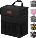 3 Gallons Car Trash Can with Lid, Bag Bin Hanging Waterproof Automotive Car Garbage Cans Leak Proof Vehicle Trash Can Black