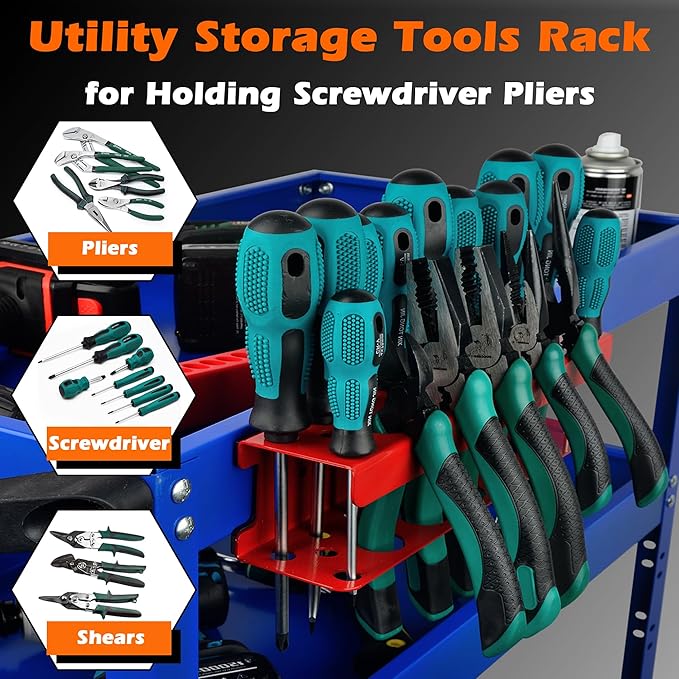 ULIBERMAGNET Magnetic Screwdriver Holder,Heavy Duty Pliers Metal Organizer Rack,Wall Mount Garage Organizer for Screwdriver, 