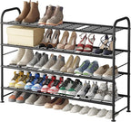 LINZINAR Shoe Rack Long 4 Tier Shoe Storage Organizer Metal Wide Shoe Shelf for Closet Entryway Bedroom 24 Paris Large Capaci
