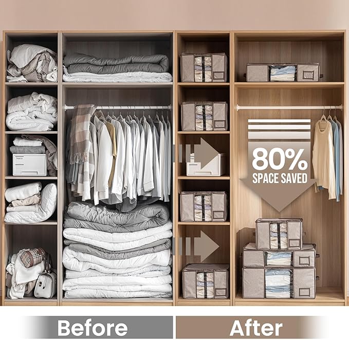TAILI Under Bed Vacuum Storage Bags for Comforters and Blankets, Save 80% Space, Large Capacity Foldable Cationic Storage Box