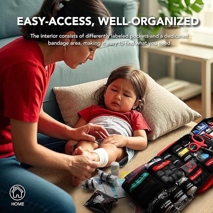 430 Piece First Aid Kit, Well-Organized Premium Waterproof Compact Trauma Medical Kits for Any Emergencies, Ideal for Home, O