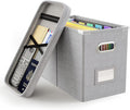 Oterri File Organizer with Lid, Hanging Filing Box with Mesh Pocket, Document Organizer for Letter Files, Portable Storage Bo