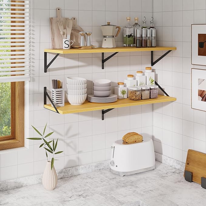 Floating Shelves for Wall,40" Wall Mounted Shelves Set of 2,Long Wood Floating Shelves,Hanging Wide Display & Storage Shelf w