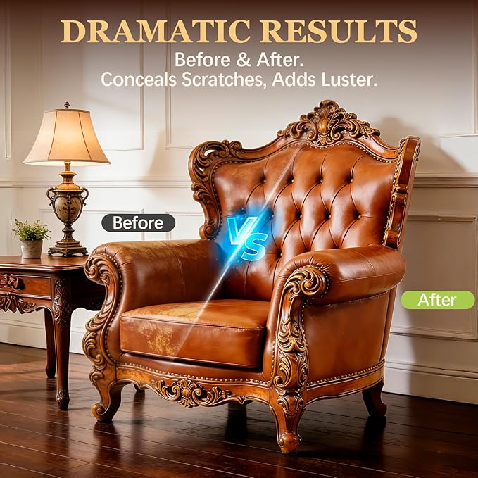 Furniture & Leather Repair Salve with Brush, Wood, Vinyl, Leather, Polisher, Cleaner and Conditioner for Furniture, Saddle, M