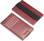 HISCOW Car Sun Visor Card Holder with Elastic Band Fastener - Italian Calfskin (Wine Red)