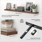 Heimlove 48 Inch Floating Shelves for Wall,Extra Long Wood Shelves Mounted Storage Hanging Shelf Invisible Bracket for Bedroo