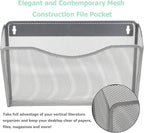 EASEPRES 6 Single Pocket Mesh Hanging File Organizer, Vertical Wall Mounted Magazine File Holder, Mount Basket Mail Paper Doc
