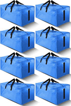 HOMESURE 8 Pack Large Strong Moving Bags with Zippers & Carrying Handles - Water-Resistant - Heavy Duty Storage Tote for Spac