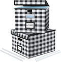 Huolewa Decorative Collapsible File Storage Organizer Boxes with Lids, Hanging Filing & Storage Boxes for Office/Decor/Home, 