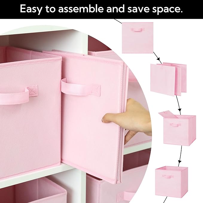 Cupic Cupid 11x11 Storage Cubes, 6 Pack Open Storage Bins with Handles, Storage Cube Organizer for Clothes and Toys, Collapsi