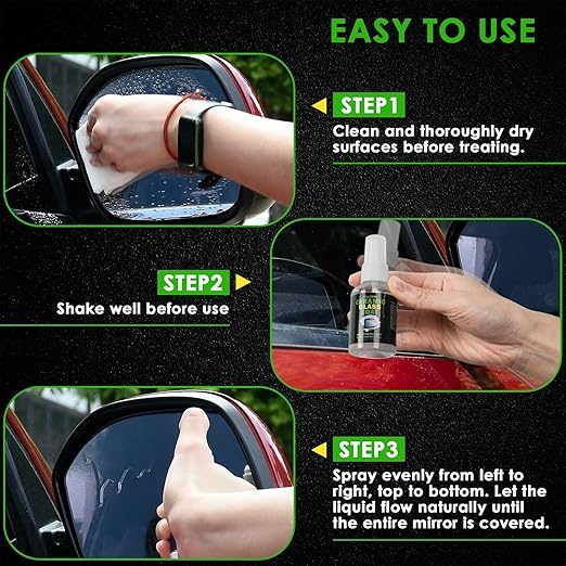 FOLLOWIN Ceramic Coating for Car Side Mirror, Glass Coating, Water Beading Technology, Advanced Water Repellent for Backup Ca