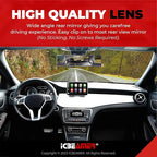 15.8" ICBEAMER Clip On Rear View Mirror | Flat Clear Tint Glass, Panoramic Wide Angle HD Glass, Anti Glare, Universal Fit for Car, SUV, Truck | Eliminates Blind Spots (1 Pack)