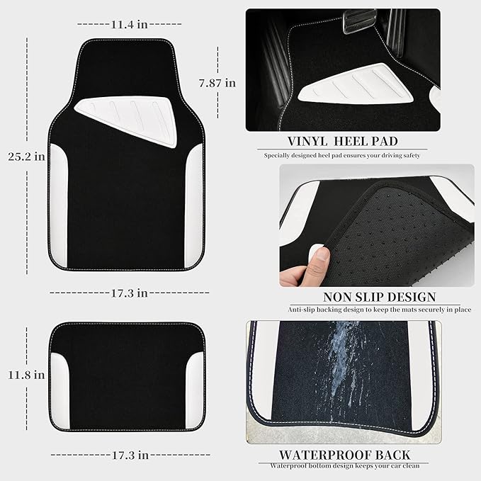 CAR PASS Waterproof Universal Fit Car Floor Mats, Car Mats Fit for SUV,Vans,sedans, Trucks,Set of 4pcs Car Carpet with Driver