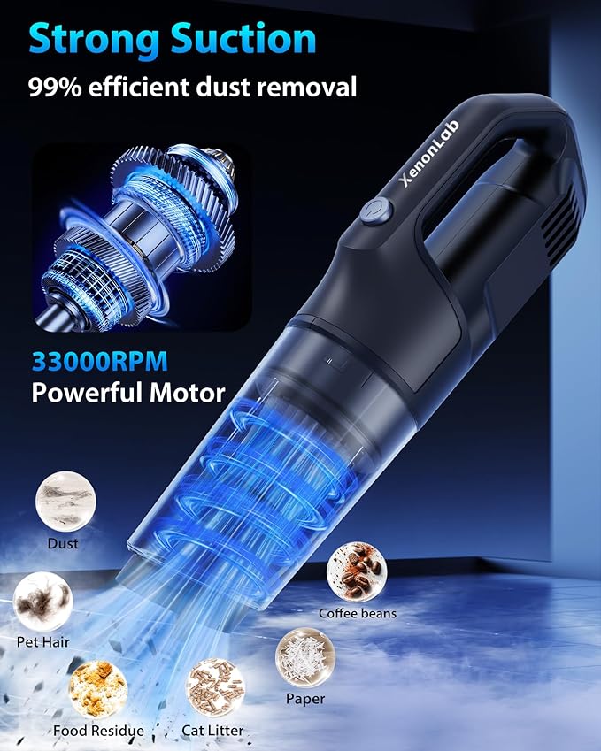 Handheld Vacuum Cordless 1.1 Pounds Car Vac 10000PA Hand Held Vacuums 4-in-1 Hand Vac Cordless Rechargeable HEPA Filter Large