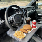 2-in-1 Steering Wheel Tray & Laptop Stand, Car Food Tray with Drink Holder, Multipurpose Car Desk Organizer for Eating Working, Travel Accessories