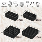 Simple Houseware Closet Underwear Organizer Drawer Divider Assorted 7 Pieces, Black