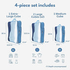 Compression Packing Cubes, 4 Set Packing Cubes for Travel, Travel Essentials for Men, Compressible Package Organizer for Suit
