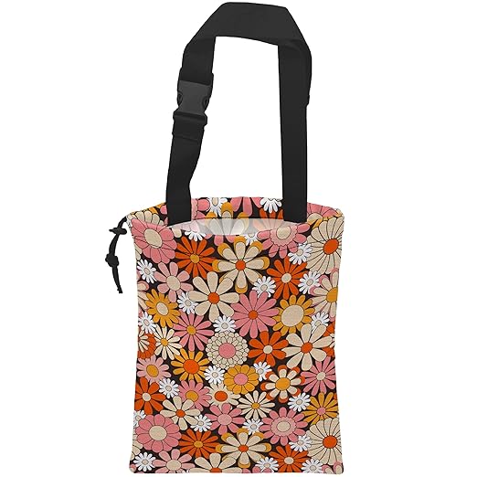 Car Trash Bag Vintage Groovy Flowers Car Garbage Bag Hanging Car Trash Can