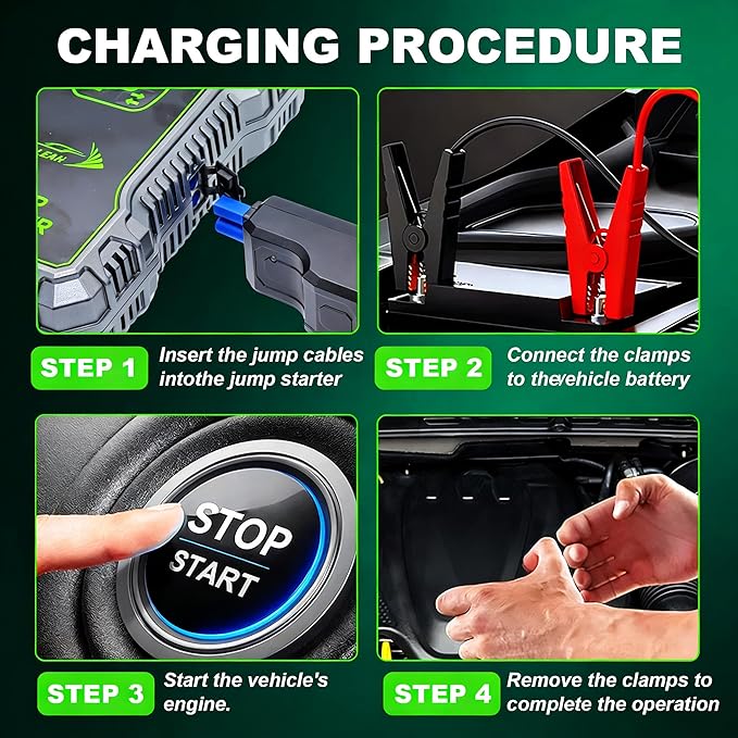 K10A 1000A Jump Starter, Portable Car Battery Jump Starter with Air Compressor, 12V Lithium Battery Booster Pack, Power Bank