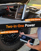 WOLFBOX 3000A Jump Starter with Air Compressor, 59.2Wh&160PSI Portable Car Battery Jump Starter with 65W Fast Charge, 12V