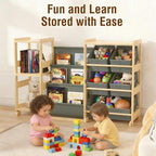 Kids Bookshelf and Toy Storage Organizer with 3-Tier Book Display and Shelves, Kids Toy Organizers and Storage with Bins, Boo